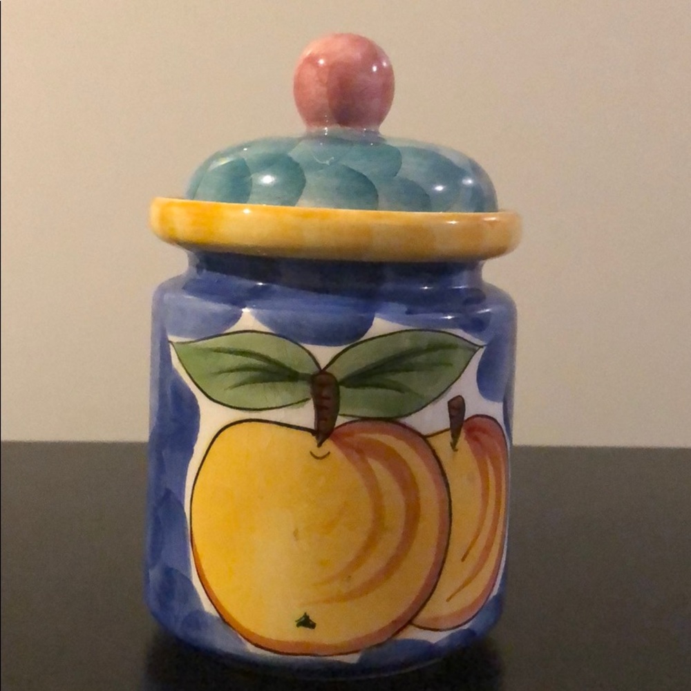 Kitchen Jar Apple Ceramic container hand  finished